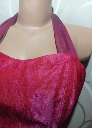 Корсет красного цвета, жаккардовый атлас и шифон