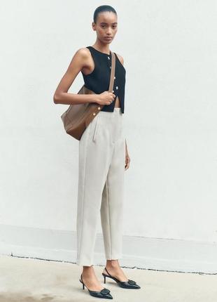 Брюки жіночі бежеві висока посадка zara new
