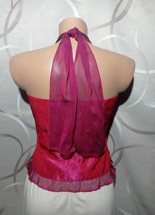 Корсет красного цвета, жаккардовый атлас и шифон