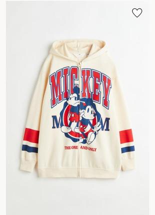Кофта с капюшоном с начесом с микки маус оверсайз