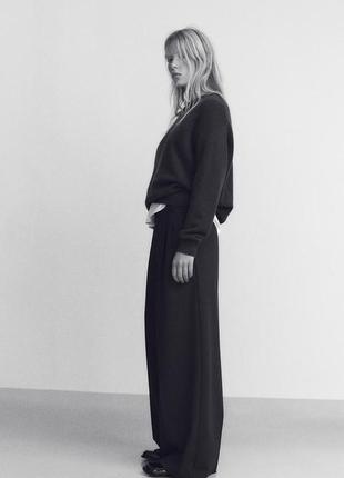 Брюки женские коричневые из двойные защипы zara new2 фото