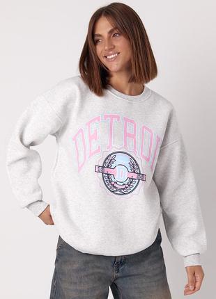 Теплый женский свитшот с надписью detroit