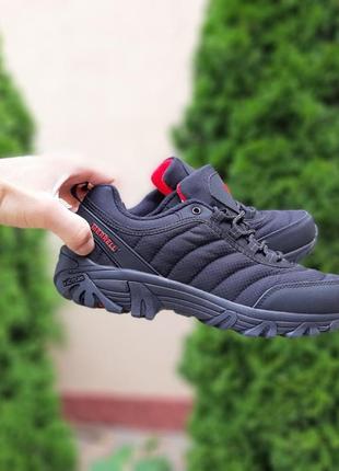 Merrell vibram черные с красным термо/флис кроссовки мужские мерол осенние зимние евро зима водонепроницаемые отличное качество ботинки