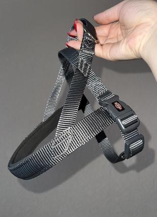 Серая шлейка с ручкой для собак trixie.