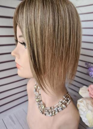 Накладка топер макушка челка 100% натуральный славянский волос.