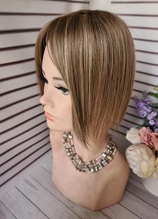 Накладка топер макушка челка 100% натуральный славянский волос.