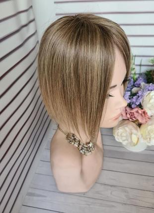 Накладка топер макушка челка 100% натуральный славянский волос.