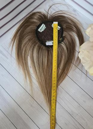 Накладка топер макушка челка 100% натуральный славянский волос.