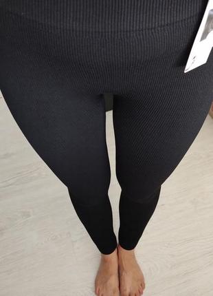 Безшовні термо лосини в рубчик на флісі 🖤❄️ теплі жіночі легінси. kenalin 290