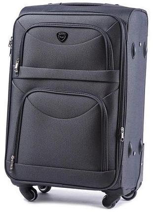 Дешевый чемодан на колесах текстиль серый арт.6802/4-1 grey (m) wings польща