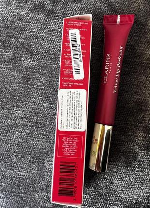 Clarins velvet lip perfector увлажняющий матовый бальзам3 фото