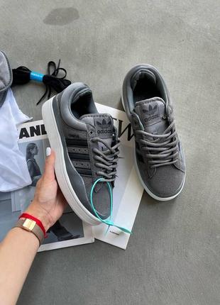 Серые замшевые кроссовки adidas campus bad bunny graphite x адидас кампус 36