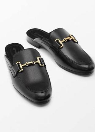 Кожаные мюли лоферы massimo dutti