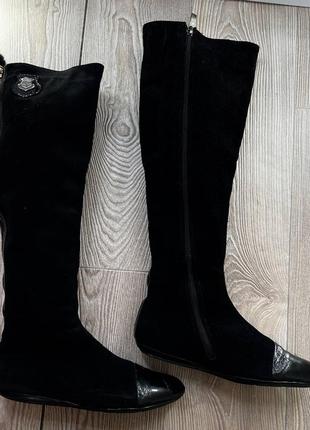 Жіночі замшеві демісезонні сапоги чоботи ботфорти3 фото