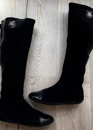 Жіночі замшеві демісезонні сапоги чоботи ботфорти1 фото