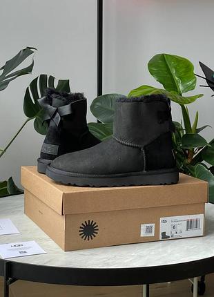 Женские угги ugg bailey bow suede black