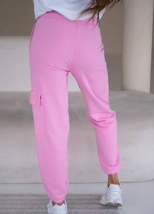 Женские спортивные штаны джоггеры (розовые)3 фото