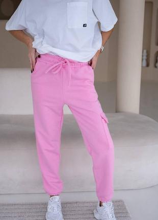 Женские спортивные штаны джоггеры (розовые)2 фото