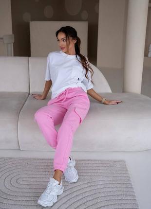 Женские спортивные штаны джоггеры (розовые)6 фото