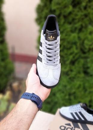 Кроссовки adidas gazelle серые на черной4 фото