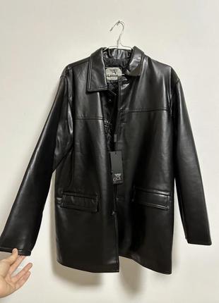 Шкіряна чорна куртка екошкіра нова шкірянка піджак
