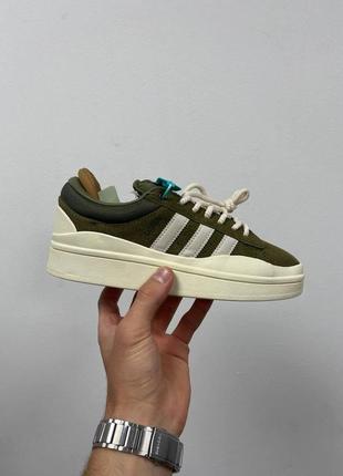 Зеленые замшевые кроссовки adidas campus light bad bunny wild moss x адидас кампус 36