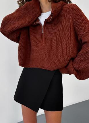 Светр з блискавкою теракотовий