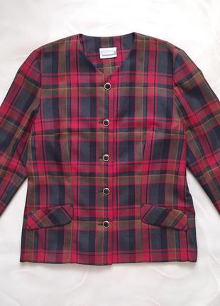 Вінтажний піджак у клітинку ladies pride, old money вкорочений короткий, без коміра2 фото