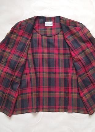 Вінтажний піджак у клітинку ladies pride, old money вкорочений короткий, без коміра7 фото