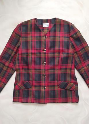 Вінтажний піджак у клітинку ladies pride, old money вкорочений короткий, без коміра3 фото