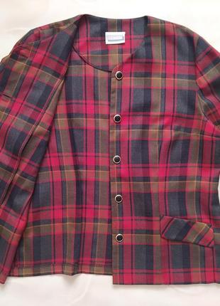 Вінтажний піджак у клітинку ladies pride, old money вкорочений короткий, без коміра6 фото