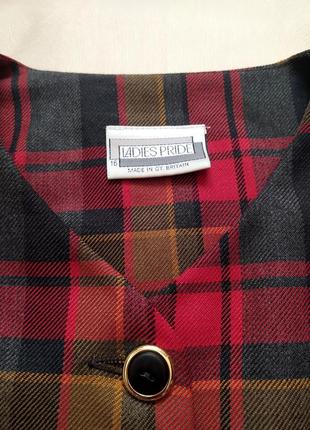 Вінтажний піджак у клітинку ladies pride, old money вкорочений короткий, без коміра9 фото