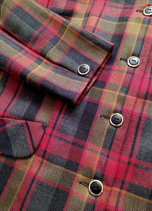 Вінтажний піджак у клітинку ladies pride, old money вкорочений короткий, без коміра5 фото