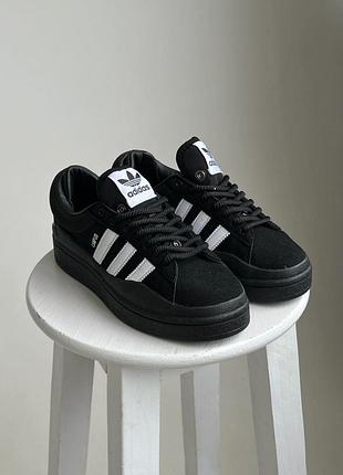 Черные замшевые кроссовки adidas campus bad bunny black white x адидас кампус 36