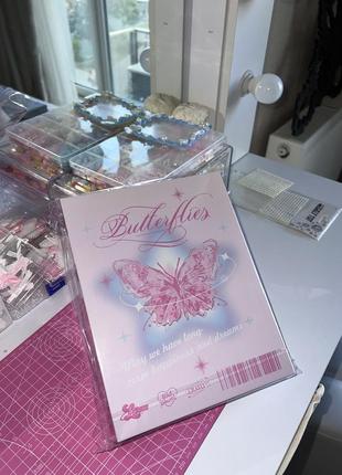 Биндер для карт kpop, фотоальбом а5, розовый биндер с бабочкой