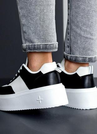 Женские кожаные кроссовки на высокой подошве, женские кеды на платформе5 фото