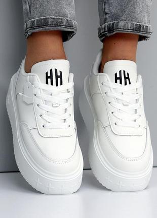 Женские кожаные кроссовки на высокой подошве, женские кеды на платформе9 фото