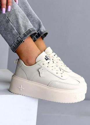 Женские кожаные кроссовки на высокой подошве, женские кеды на платформе6 фото