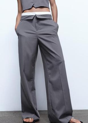 Брюки zara с контрастным поясом