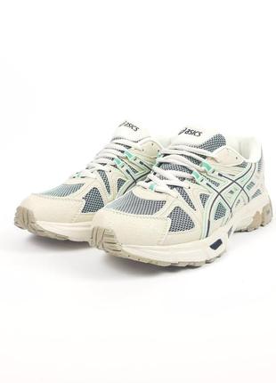 Кроссовки asics gel kahana 8 бежевые с салатовым9 фото