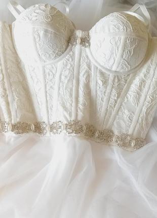 Ніжна корсетна сукня (+фата) м/l, довжини dior 3/4 ручної роботи
