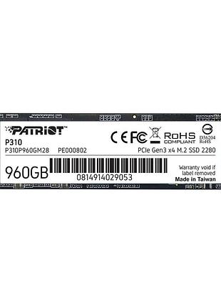 Ssd m.2 patriot p310 960gb nvme 2280 pcie 3.0x4 3d nand tlc