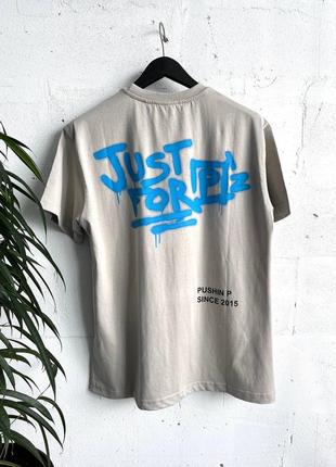 Чоловіча футболка бавовняна бежева графіті palm angels 100% cotton / палм ангел літній одяг8 фото