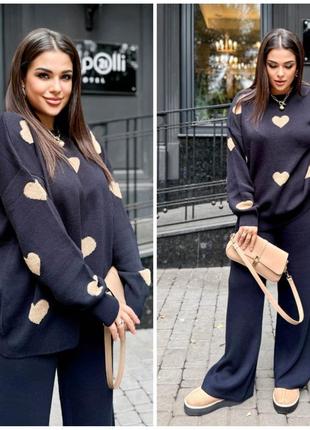 Стильний та мега комфортний костюмчик в'язка на осінь🍂🍂 люкс якості 😍 батал оверсайз брючний костюм