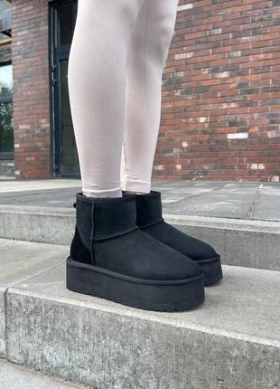 Женские натуральные угги ugg mini platform black (36-40 г.) (наличие уточняйте)