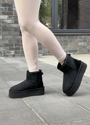 Жіночі натуральні уггі ugg mini platform black (36-40 р.) (наявність уточнюйте)