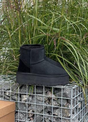 Жіночі натуральні уггі ugg mini platform black (36-40 р.) (наявність уточнюйте)