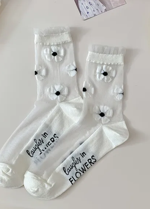 Ексклюзивні шкарпетки сітка квіти1 фото