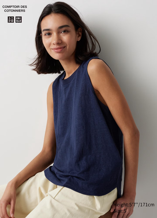 Лляна футболка без рукавів uniqlo