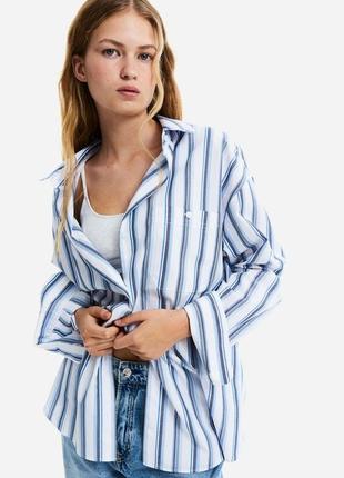 Поплінова сорочка оверсайз в смужку від h&m